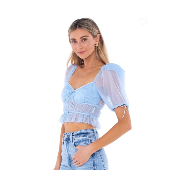 For Love and Lemons Sunshine Top XXS - Sky Blue - Picture 4 of 6